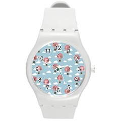 Hot Air Balloon Round Plastic Sport Watch (m) by Kathrinlegg