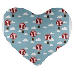 Hot Air Balloon Large 19  Premium Heart Shape Cushions by Kathrinlegg