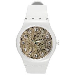 Grey Tree Bark Round Plastic Sport Watch (m)