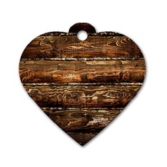 Dark Stained Wood Wall Dog Tag Heart (two Sides) by trendistuff