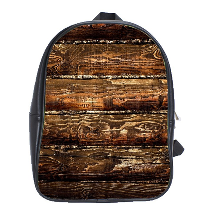 DARK STAINED WOOD WALL School Bags(Large) 