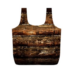 Dark Stained Wood Wall Full Print Recycle Bags (m)  by trendistuff