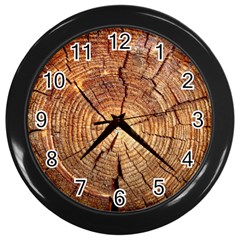 Cross Section Of An Old Tree Wall Clocks (black) by trendistuff