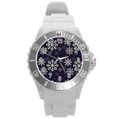 Snowflake Round Plastic Sport Watch (l) by Kathrinlegg