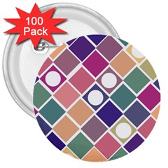 Dots And Squares 3  Buttons (100 Pack)  by Kathrinlegg