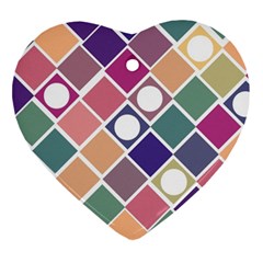 Dots And Squares Heart Ornament (2 Sides) by Kathrinlegg