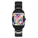 Dots and Squares Stainless Steel Barrel Watch Front