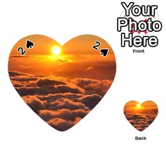 Sunset Over Clouds Playing Cards 54 (heart)  by trendistuff