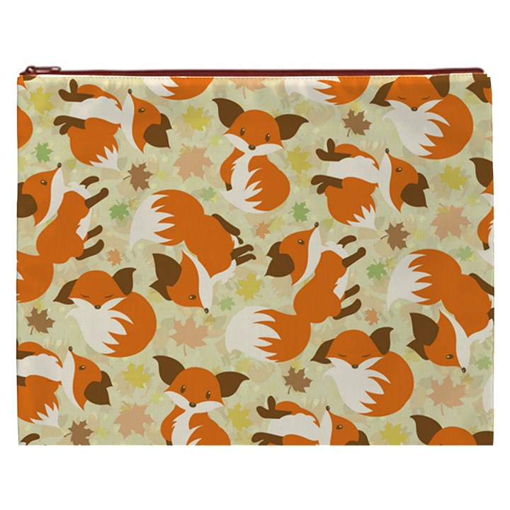 Curious Maple Fox Cosmetic Bag (XXXL)