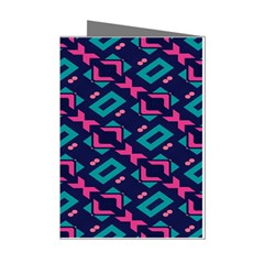 Pink And Blue Shapes Pattern Mini Greeting Cards (pkg Of 8) by LalyLauraFLM