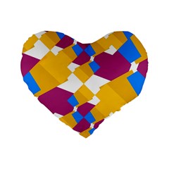 Layered Shapes Standard 16  Premium Heart Shape Cushion  by LalyLauraFLM