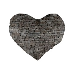 Stone Wall Grey Standard 16  Premium Flano Heart Shape Cushions by trendistuff