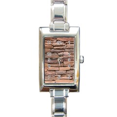 Stone Wall Brown Rectangle Italian Charm Watches by trendistuff