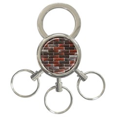 Red And Black Brick Wall 3-ring Key Chains by trendistuff