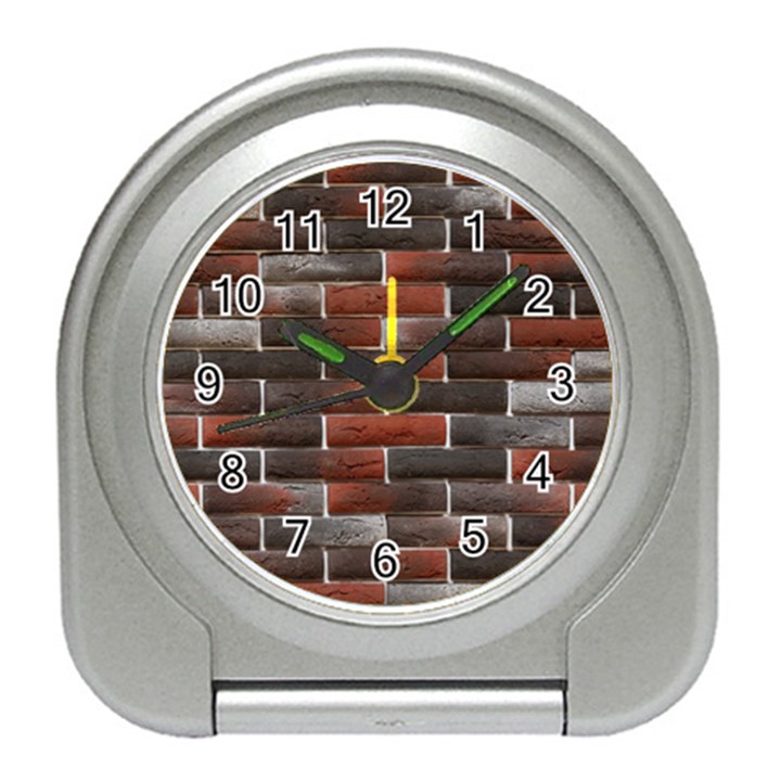 RED AND BLACK BRICK WALL Travel Alarm Clocks