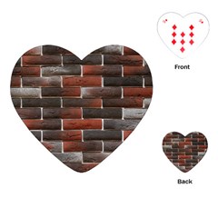 Red And Black Brick Wall Playing Cards (heart)  by trendistuff