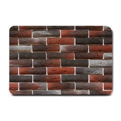 Red And Black Brick Wall Small Doormat  by trendistuff