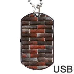 Red And Black Brick Wall Dog Tag Usb Flash (one Side) by trendistuff