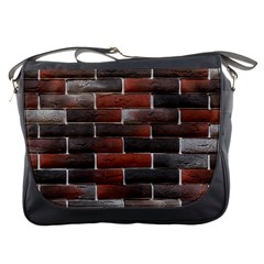 Red And Black Brick Wall Messenger Bags by trendistuff