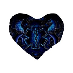 Ems Blue Standard 16  Premium Heart Shape Cushions by Bigfootshirtshop