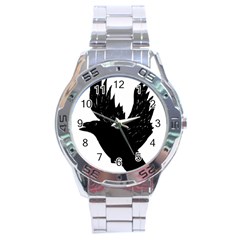 Hovering Crow Stainless Steel Men s Watch by JDDesigns