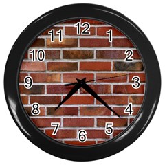 Colorful Brick Wall Wall Clocks (black) by trendistuff