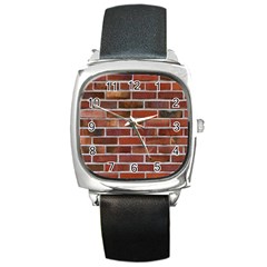 Colorful Brick Wall Square Metal Watches by trendistuff