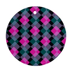 Argyle Variation Round Ornament (two Sides) by LalyLauraFLM