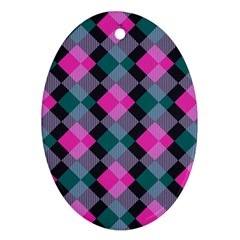 Argyle Variation Oval Ornament (two Sides) by LalyLauraFLM