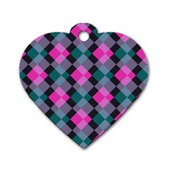 Argyle Variation Dog Tag Heart (two Sides) by LalyLauraFLM