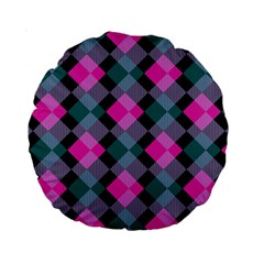 Argyle Variation Standard 15  Premium Round Cushion  by LalyLauraFLM