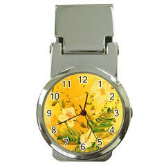 Wonderful Soft Yellow Flowers With Dragonflies Money Clip Watches by FantasyWorld7