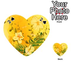 Wonderful Soft Yellow Flowers With Dragonflies Playing Cards 54 (heart)  by FantasyWorld7