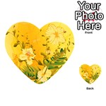 Wonderful Soft Yellow Flowers With Dragonflies Playing Cards 54 (Heart)  Back
