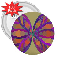 Fly-mandala 3  Buttons (100 Pack)  by Valeryt