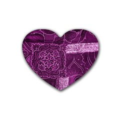 Magenta Patchwork Heart Coaster (4 Pack)  by trendistuff