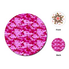 Camo Pink Playing Cards (round)  by trendistuff