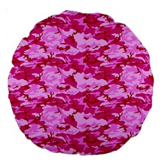 Camo Pink Large 18  Premium Round Cushions by trendistuff