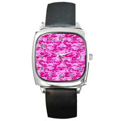 Camo Digital Pink Square Metal Watches by trendistuff