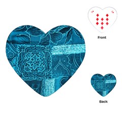 Blue Patchwork Playing Cards (heart)  by trendistuff