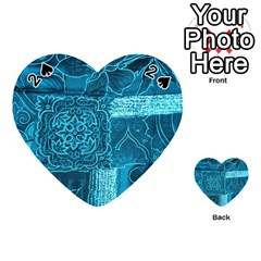 Blue Patchwork Playing Cards 54 (heart) 