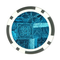 Blue Patchwork Poker Chip Card Guards by trendistuff