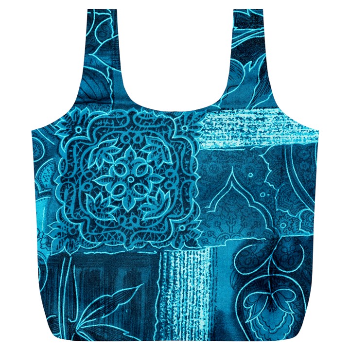 BLUE PATCHWORK Full Print Recycle Bags (L) 