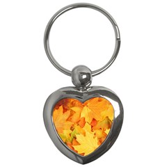 Yellow Maple Leaves Key Chains (heart)  by trendistuff