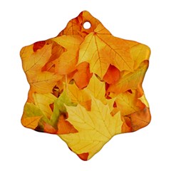 Yellow Maple Leaves Snowflake Ornament (2-side) by trendistuff