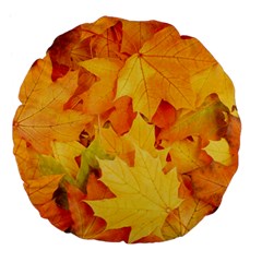 Yellow Maple Leaves Large 18  Premium Flano Round Cushions by trendistuff