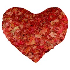 RED MAPLE LEAVES Large 19  Premium Flano Heart Shape Cushions