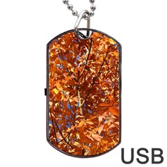 Orange Leaves Dog Tag Usb Flash (two Sides)  by trendistuff