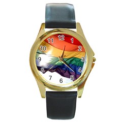 Pride Flag Round Gold Metal Watches by trendistuff