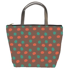 Distorted Polka Dots Pattern Bucket Bag by LalyLauraFLM